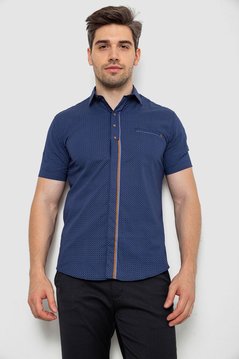 Сорочка чоловіча з принтом, колір синій, 214R7017
