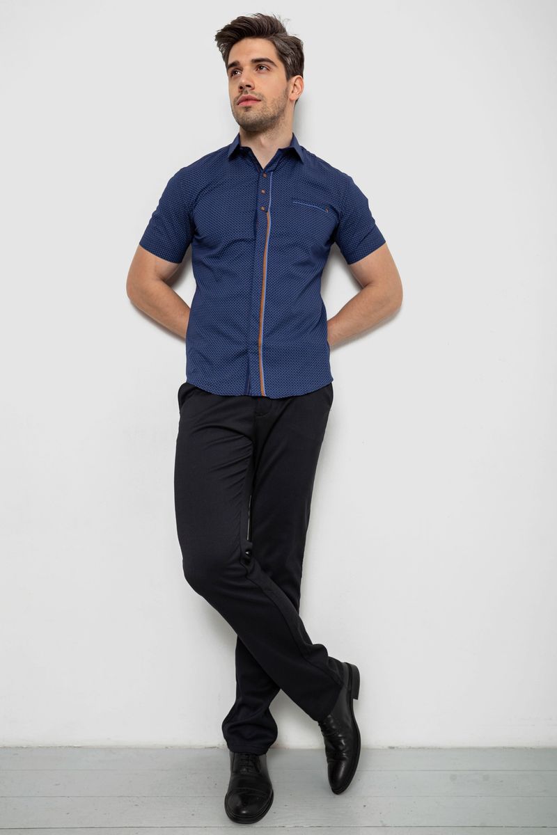 Сорочка чоловіча з принтом, колір синій, 214R7017