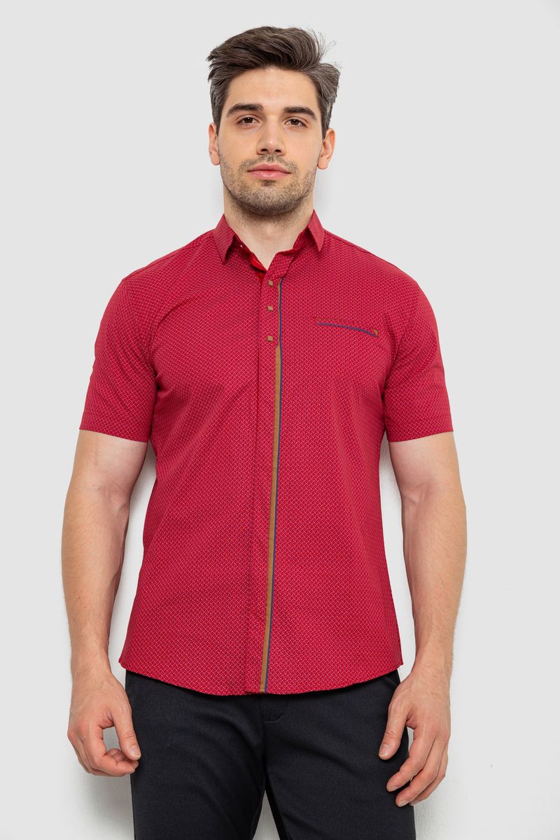 Сорочка чоловіча з принтом, колір бордовий, 214R7017
