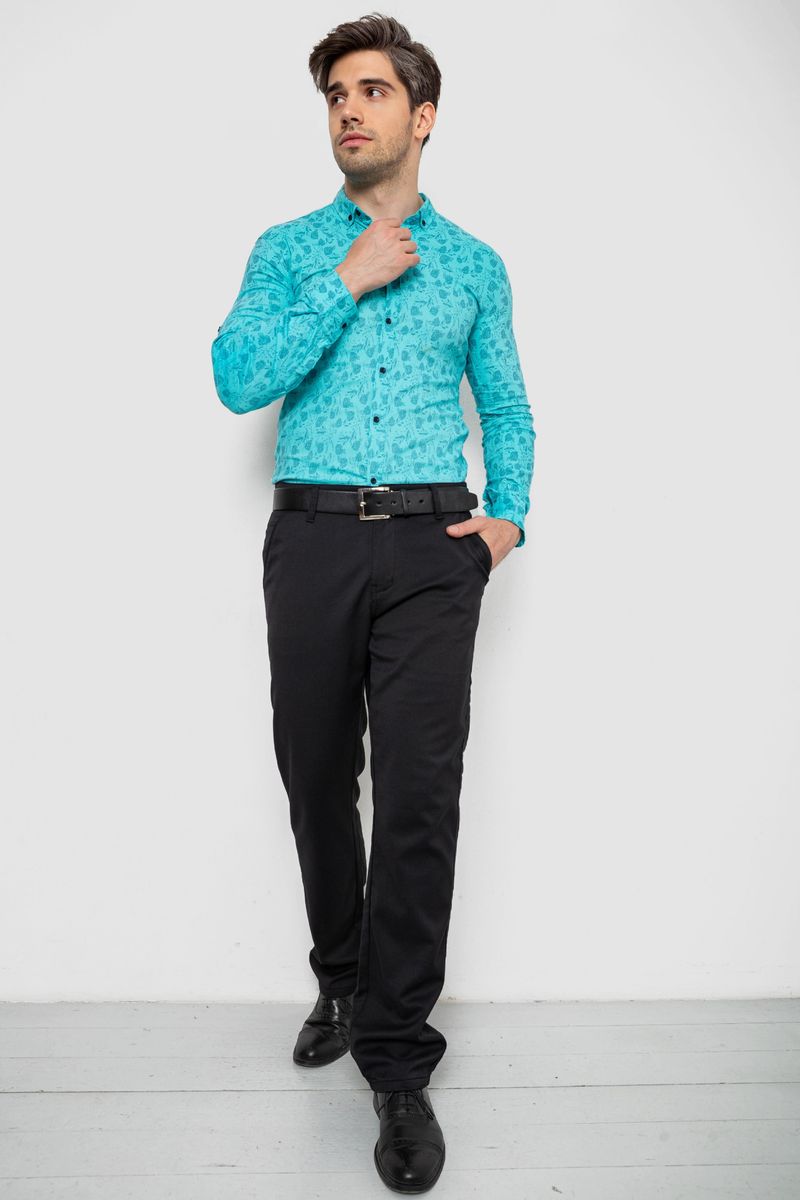 Сорочка чоловіча з принтом, колір бірюзовий, 214R1029