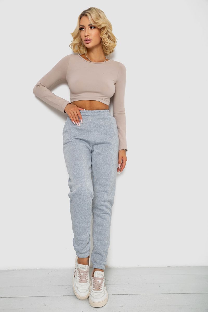 Спортивні штани жіночі на флісі, колір світло-сірий, 238R58671-1
