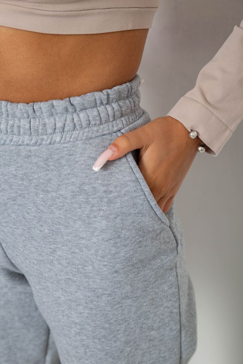 Спортивні штани жіночі на флісі, колір світло-сірий, 238R58671-1 - Зображення 5