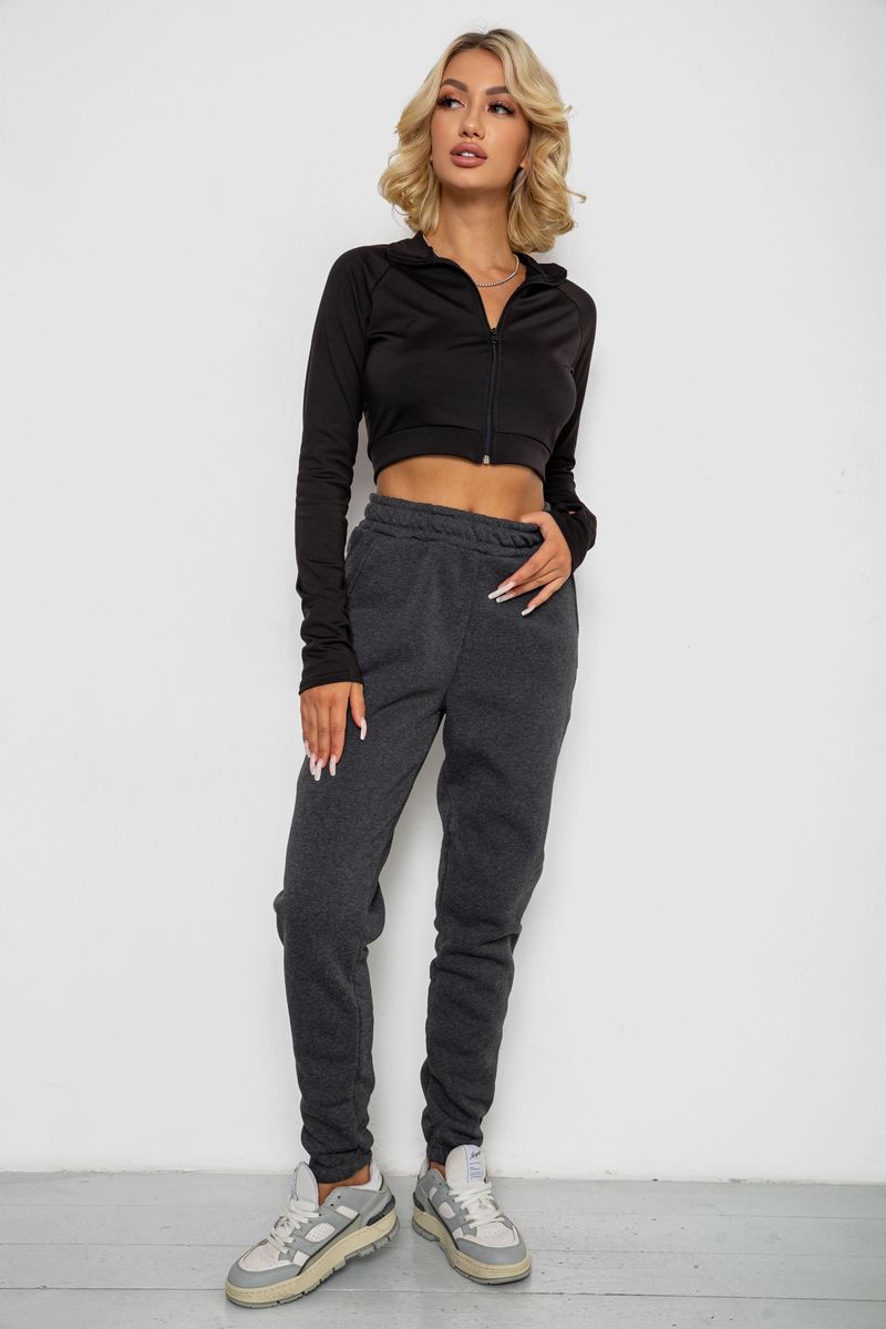 Спортивні штани жіночі на флісі, колір сірий, 238R58671-1 - Зображення 2