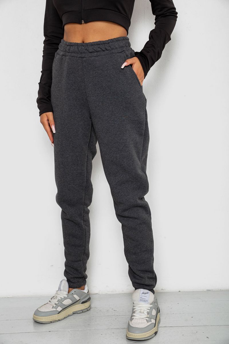 Спортивні штани жіночі на флісі, колір сірий, 238R58671-1 - Зображення 3