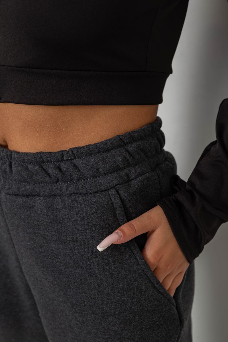Спортивні штани жіночі на флісі, колір сірий, 238R58671-1 - Зображення 5