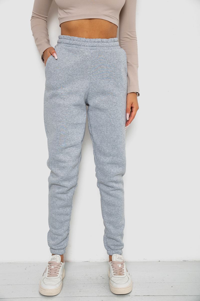 Спортивні штани жіночі на флісі, колір світло-сірий, 238R58671-1