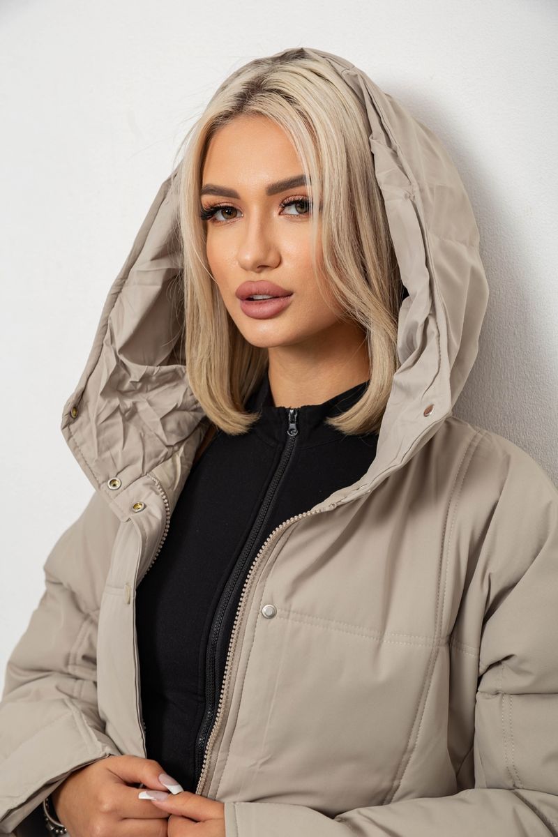 Куртка жіноча зимова, колір темно-бежевий, 244R8832 - Зображення 5