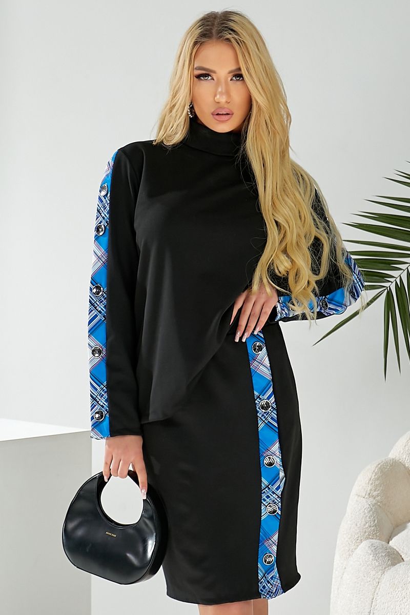 Костюм жіночий класичний, колір чорно-синій, 257R322-2 - Зображення 5