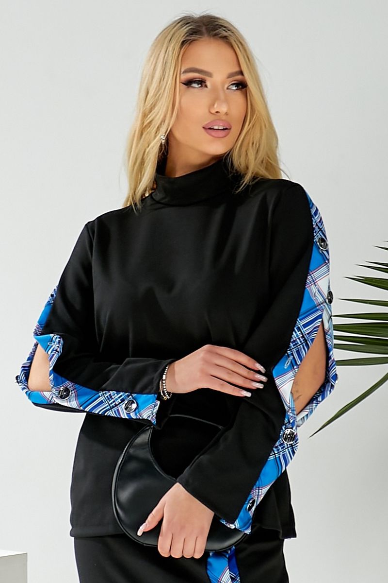 Костюм жіночий класичний, колір чорно-синій, 257R322-2 - Зображення 7