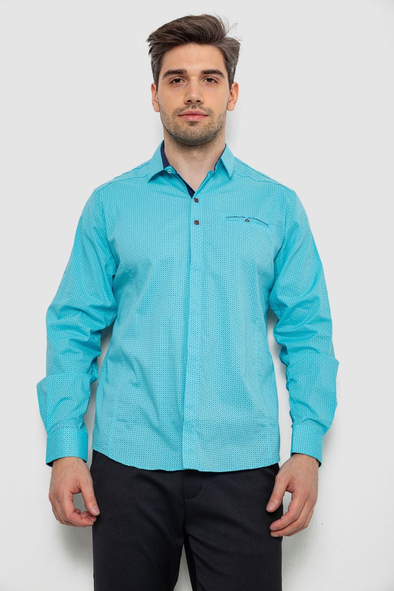 Сорочка чоловіча з принтом, колір бірюзовий, 214R7172