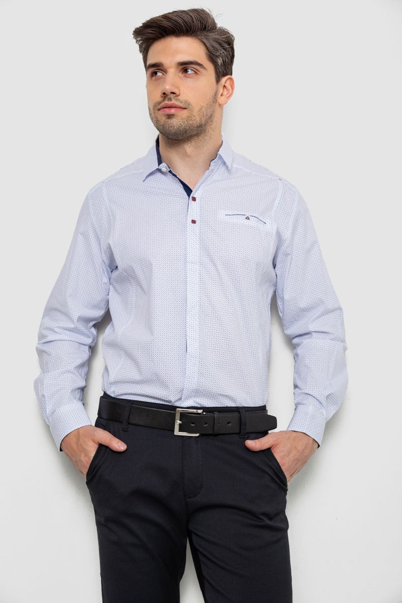 Сорочка чоловіча з принтом, колір білий, 214R7172