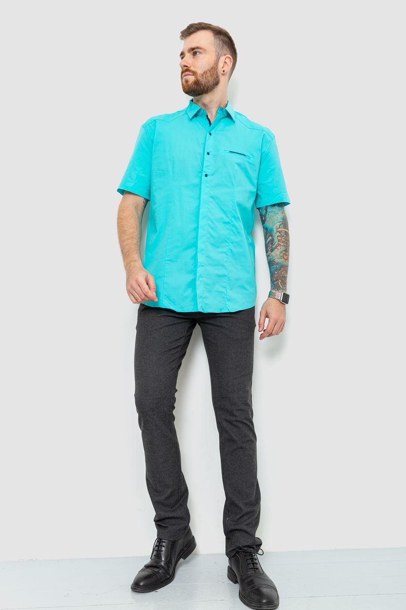Сорочка чоловіча, колір бірюзовий, 214R7113