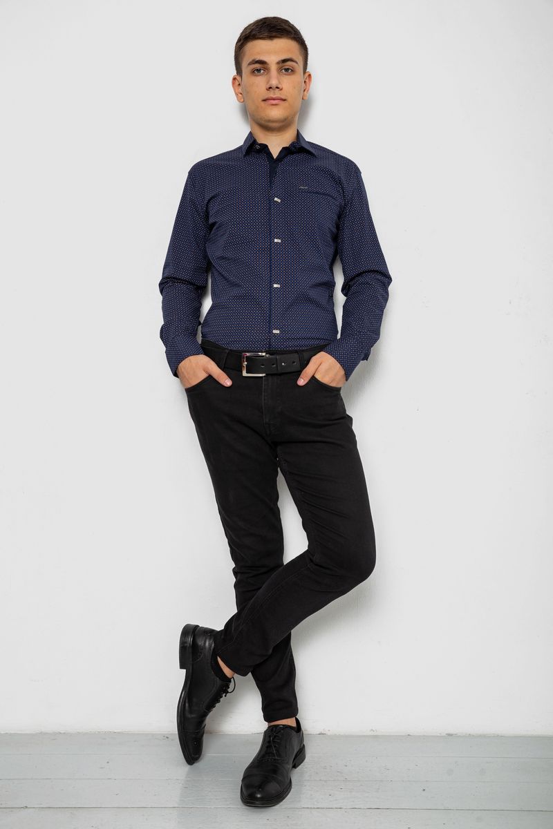 Сорочка чоловіча з принтом, колір синій, 214R7468-1