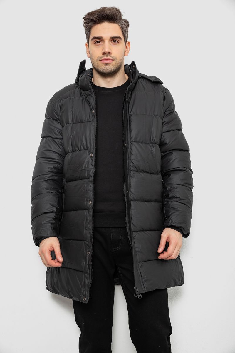 Куртка чоловіча зимова подовжена, колір чорний, 244RH76-15