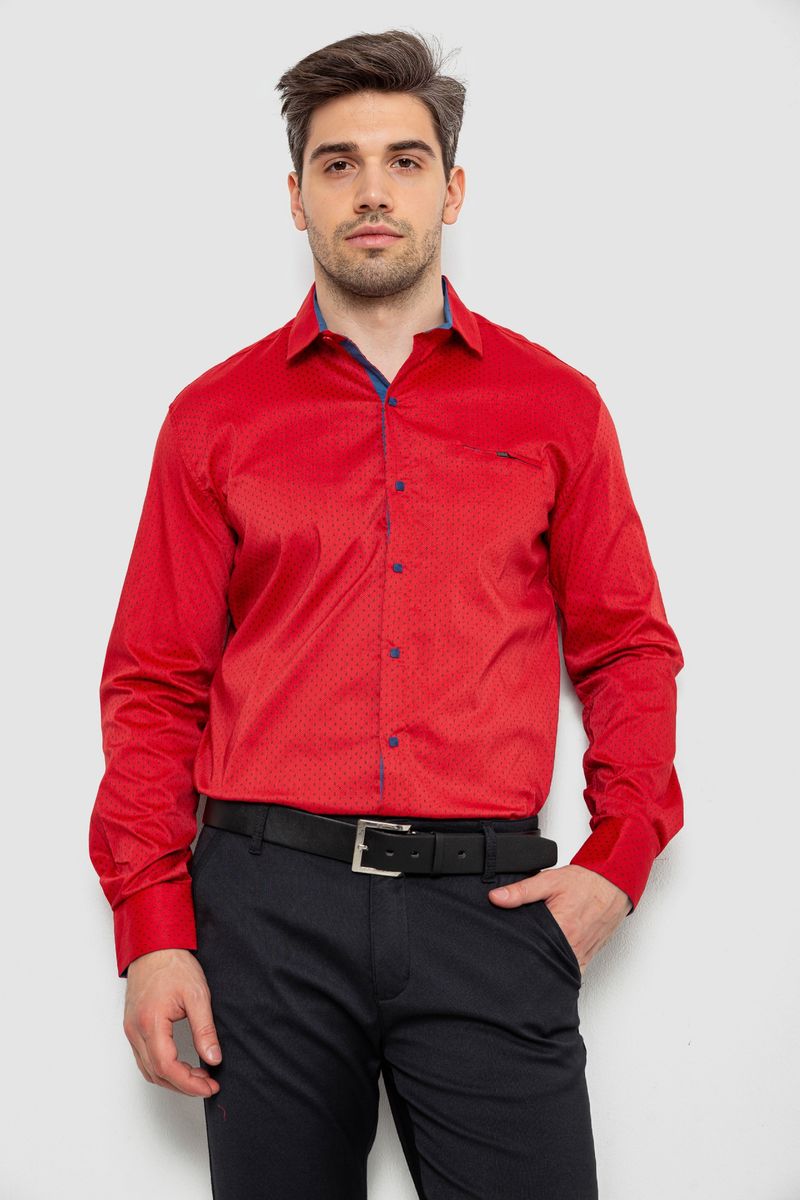 Сорочка чоловіча з принтом, колір червоний, 214R7173