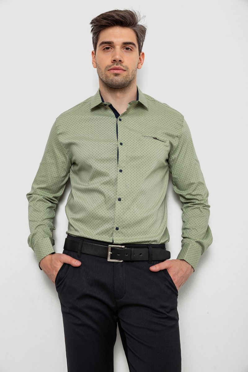 Сорочка чоловіча з принтом, колір оливковий, 214R7173