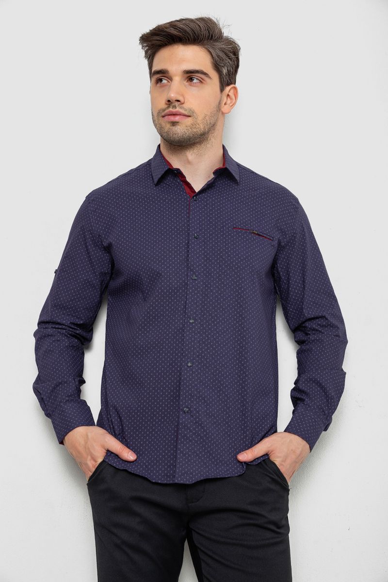 Сорочка чоловіча з принтом, колір синій, 214R7173