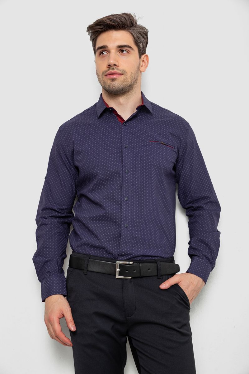Сорочка чоловіча з принтом, колір синій, 214R7173