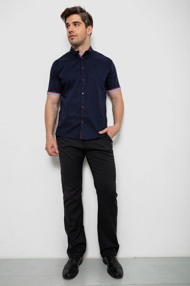 Сорочка чоловіча з принтом, колір темно-синій, 214R1512