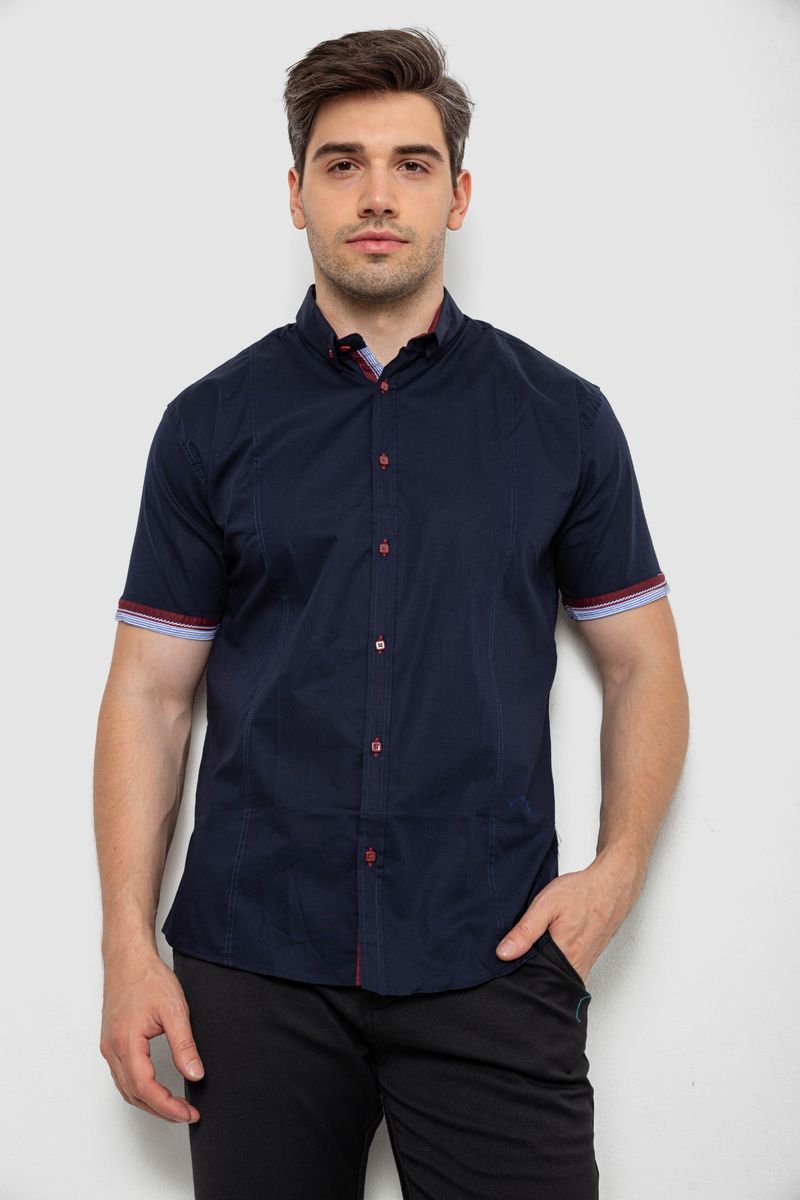 Сорочка чоловіча з принтом, колір темно-синій, 214R1512