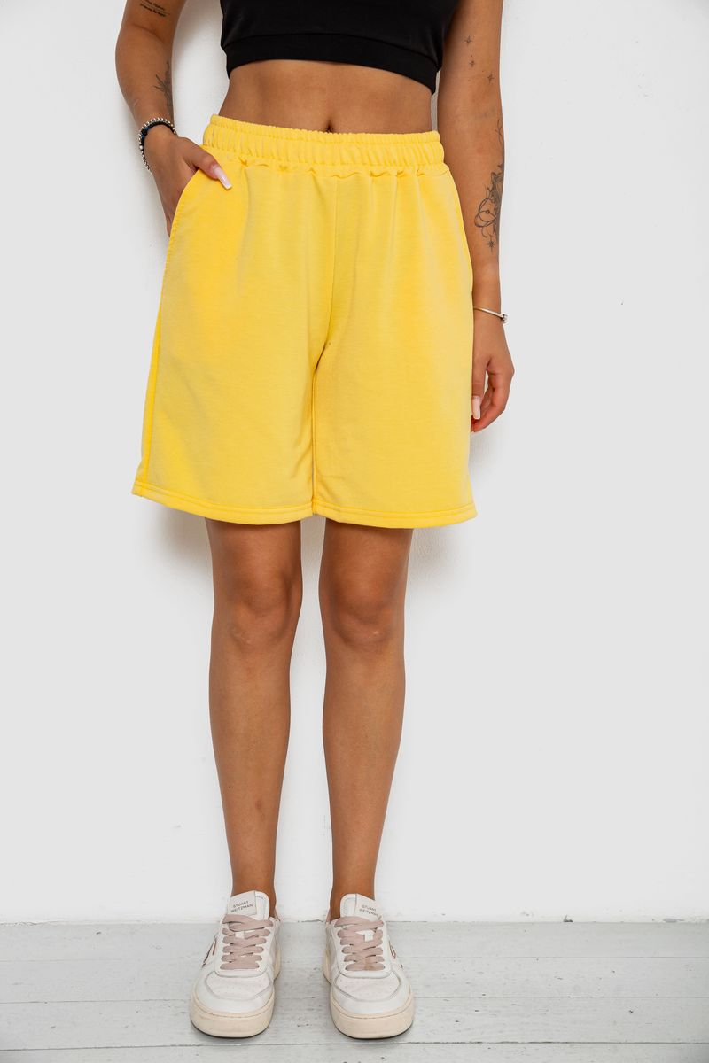 Шорти жіночі однотонні, колір світло-жовтий, 238R57820