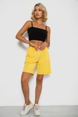 Шорти жіночі однотонні, колір світло-жовтий, 238R57820