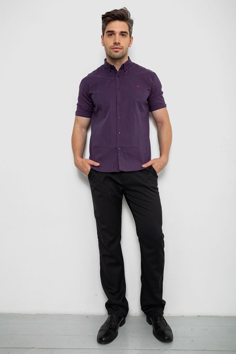 Сорочка чоловіча в клітку, колір синьо-червоний, 214R4564-5