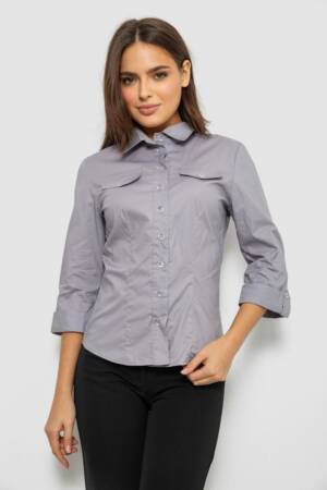 Сорочка жіноча однотонна, колір сірий, 230R068-7