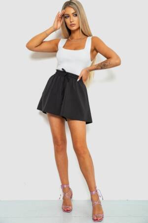 Шорти-спідниця однотонні, колір чорний, 102R5256