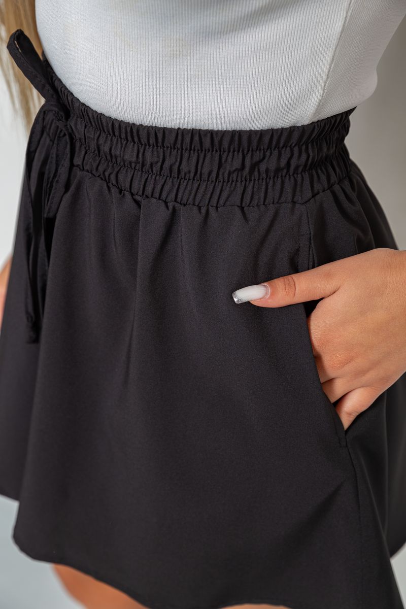 Шорти-спідниця однотонні, колір чорний, 102R5256 - Зображення 5