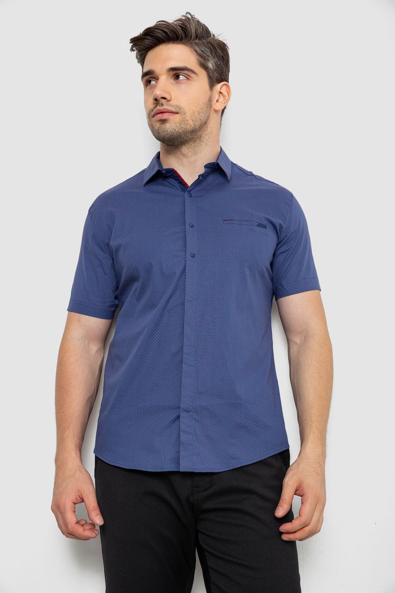 Сорочка чоловіча з принтом, колір синій, 214R7144