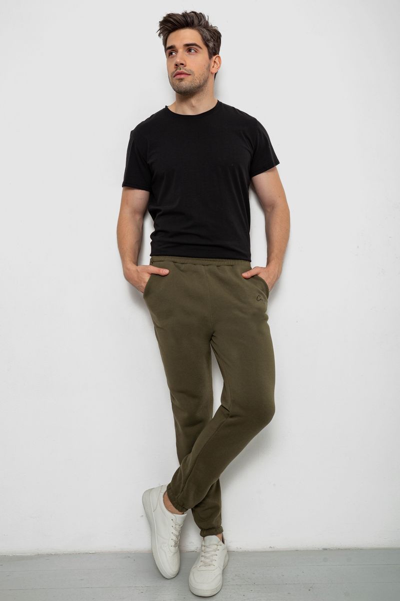 Спорт чоловічі штани на флісі, колір зелений, 238R56910