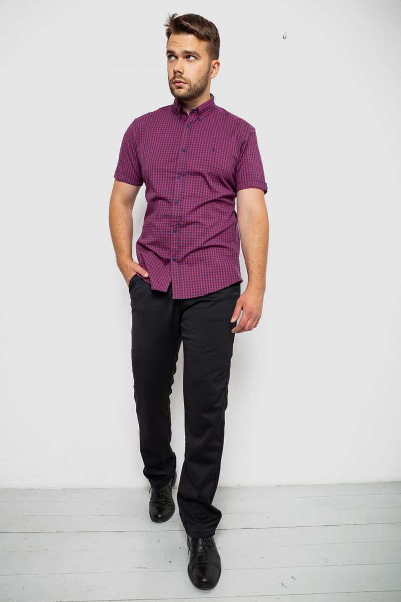 Сорочка чоловіча в клітинку, колір бордовий, 214R4564-2