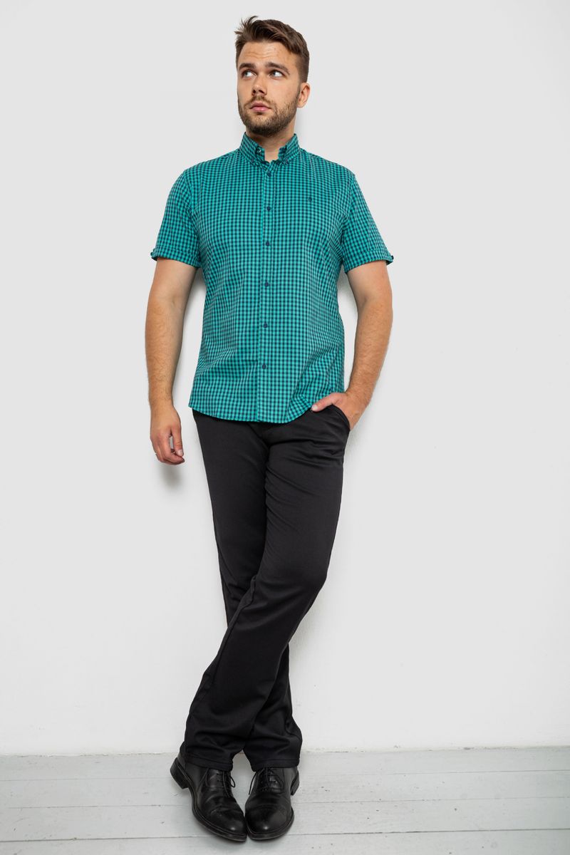 Сорочка чоловіча в клітинку, колір бірюзовий, 214R4564-2