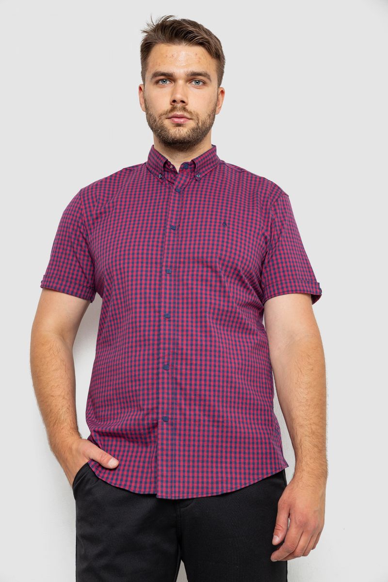 Сорочка чоловіча в клітинку, колір бордовий, 214R4564-2