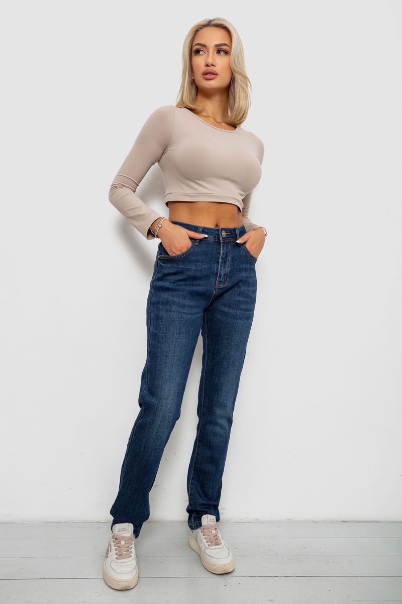 Джинси жіночі на флісі, колір синій, 244RVE981