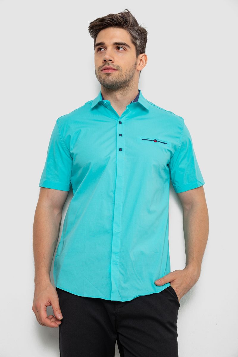 Сорочка чоловіча класична, колір бірюзовий, 214R7114-1