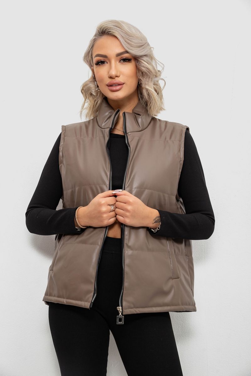 Жилет жіночий демісезонний екошкіра, колір коричневий, 257R65-1