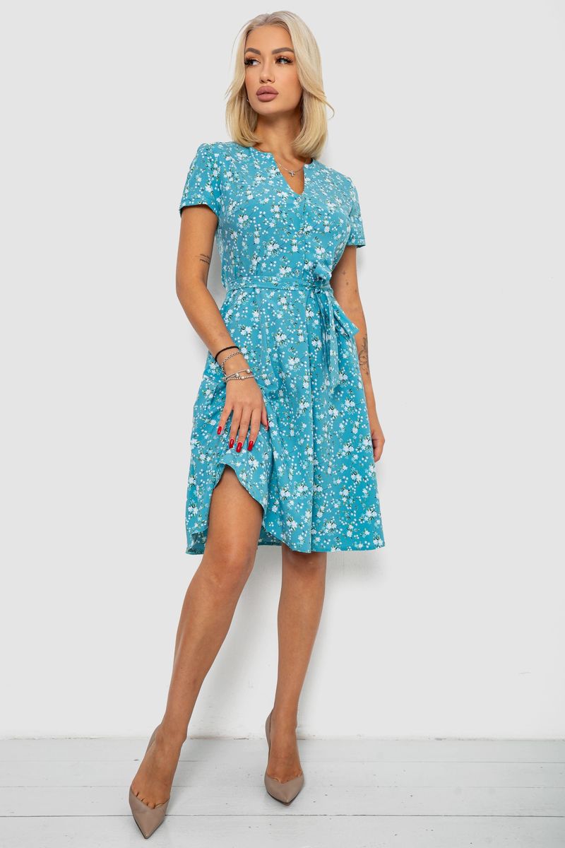 Сукня софт з принтом, колір бірюзовий, 230R0032