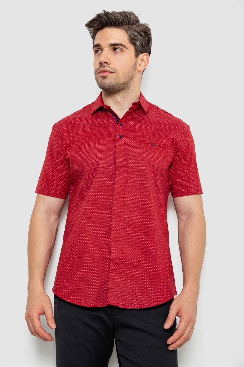 Сорочка чоловіча з принтом, колір бордовий, 214R7130