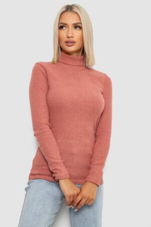 Гольф жіночий однотонний в рубчик, колір кораловий, 238R803