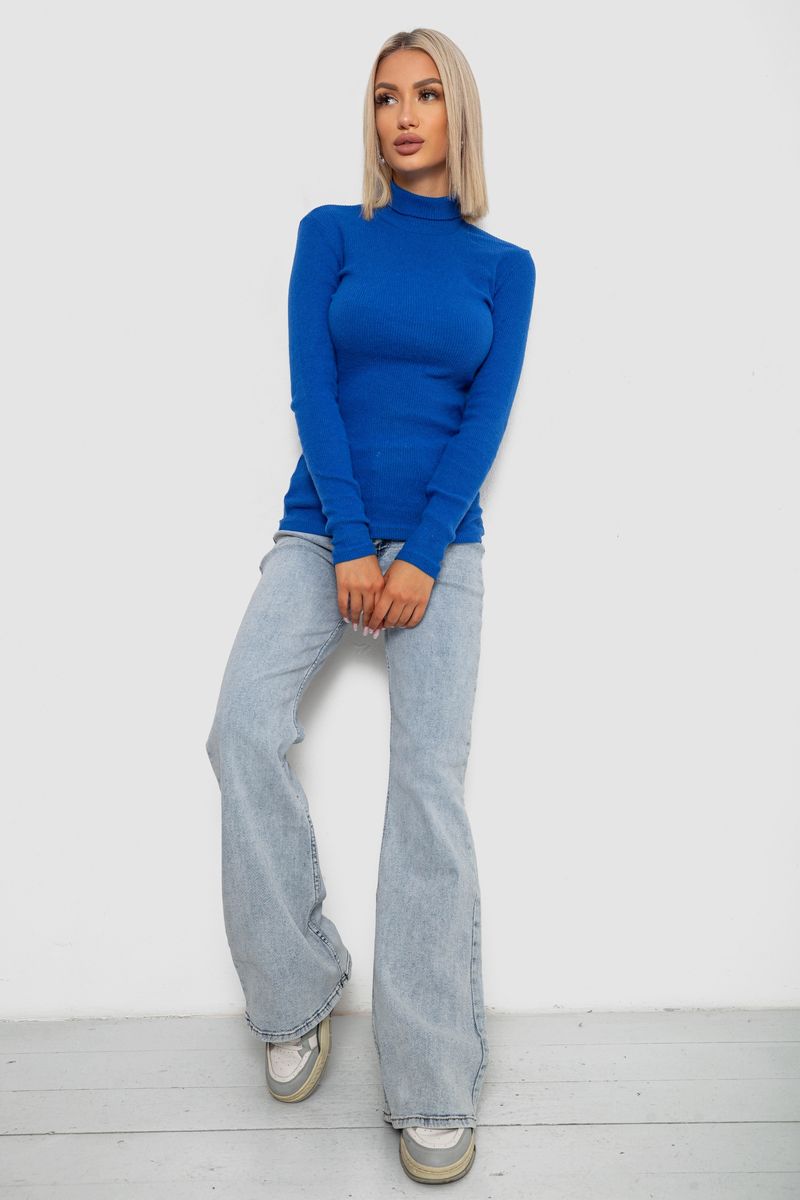 Гольф жіночий однотонний в рубчик, колір електрик, 238R803