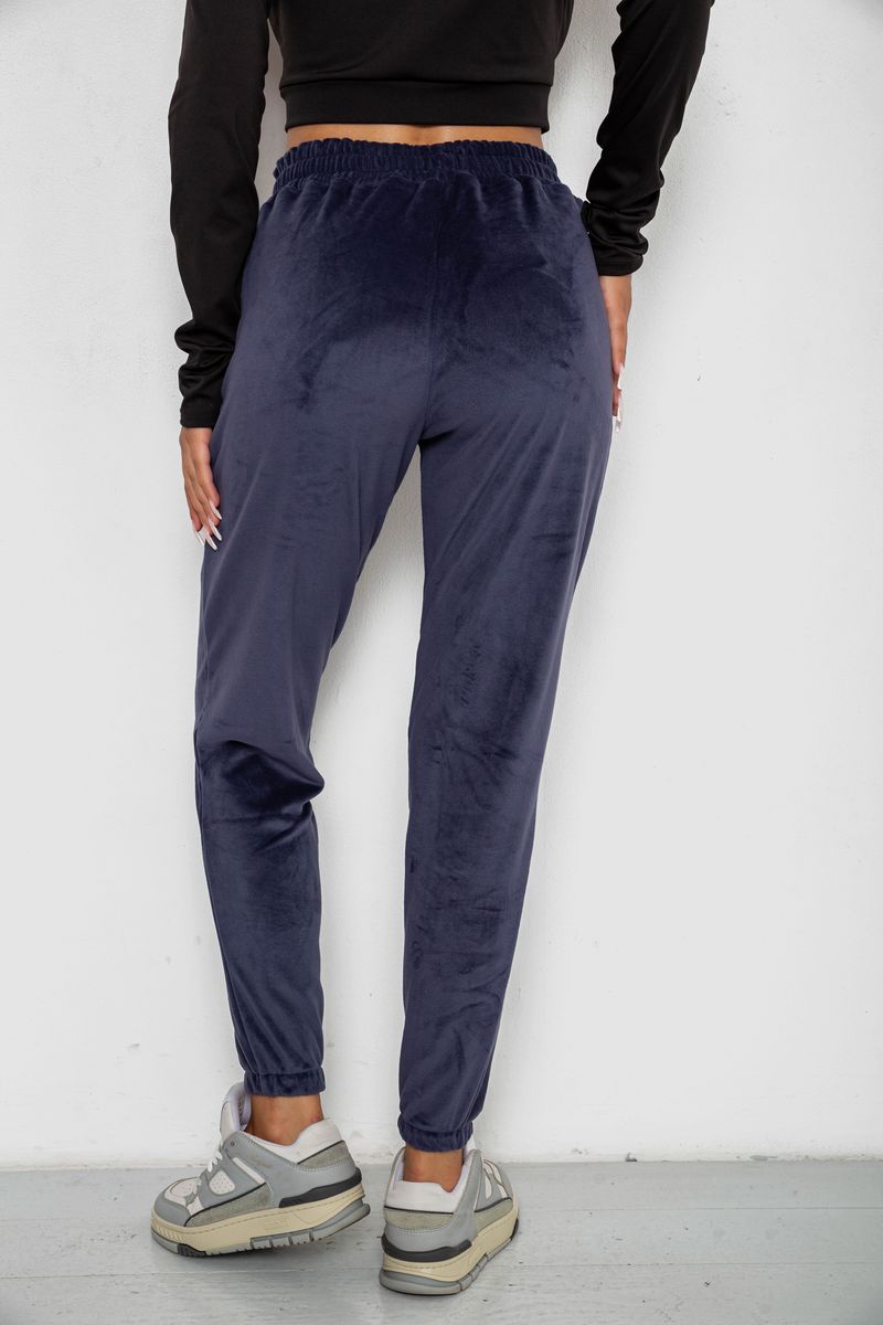Спортивні штани велюрові жіночі на флісі, колір синій, 238R58648 - Зображення 4
