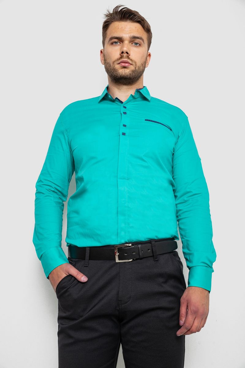 Сорочка чоловіча, колір бірюзовий, 214R7002