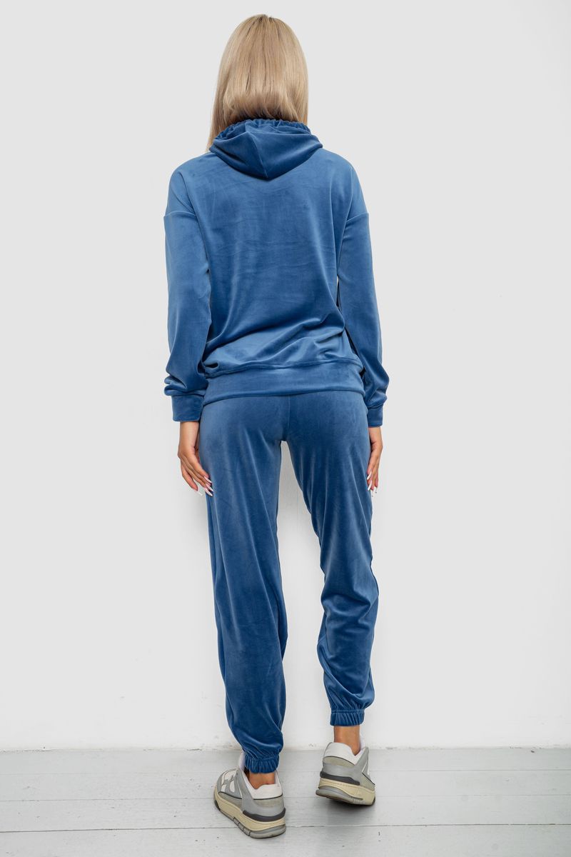 Спортивний костюм жіночий велюровий, колір джинс, 241R1530-5 - Зображення 4