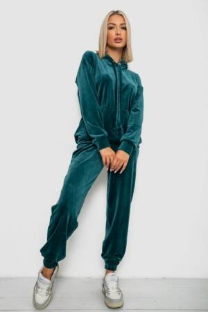 Спортивний костюм жіночий велюровий, колір зелений, 241R1530-5