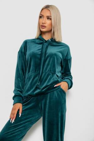 Спортивний костюм жіночий велюровий, колір зелений, 241R1530-5