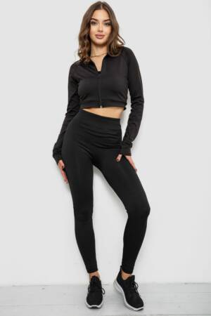 Утеплені лосини безшовні на хутрі, колір чорний, 139RW833