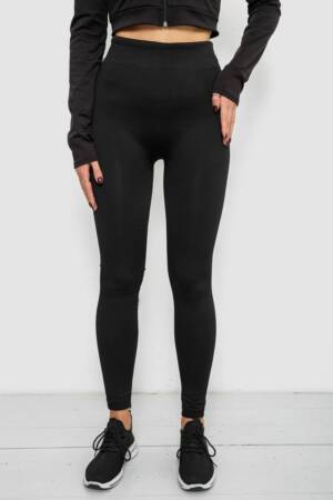 Утеплені лосини безшовні на хутрі, колір чорний, 139RW833