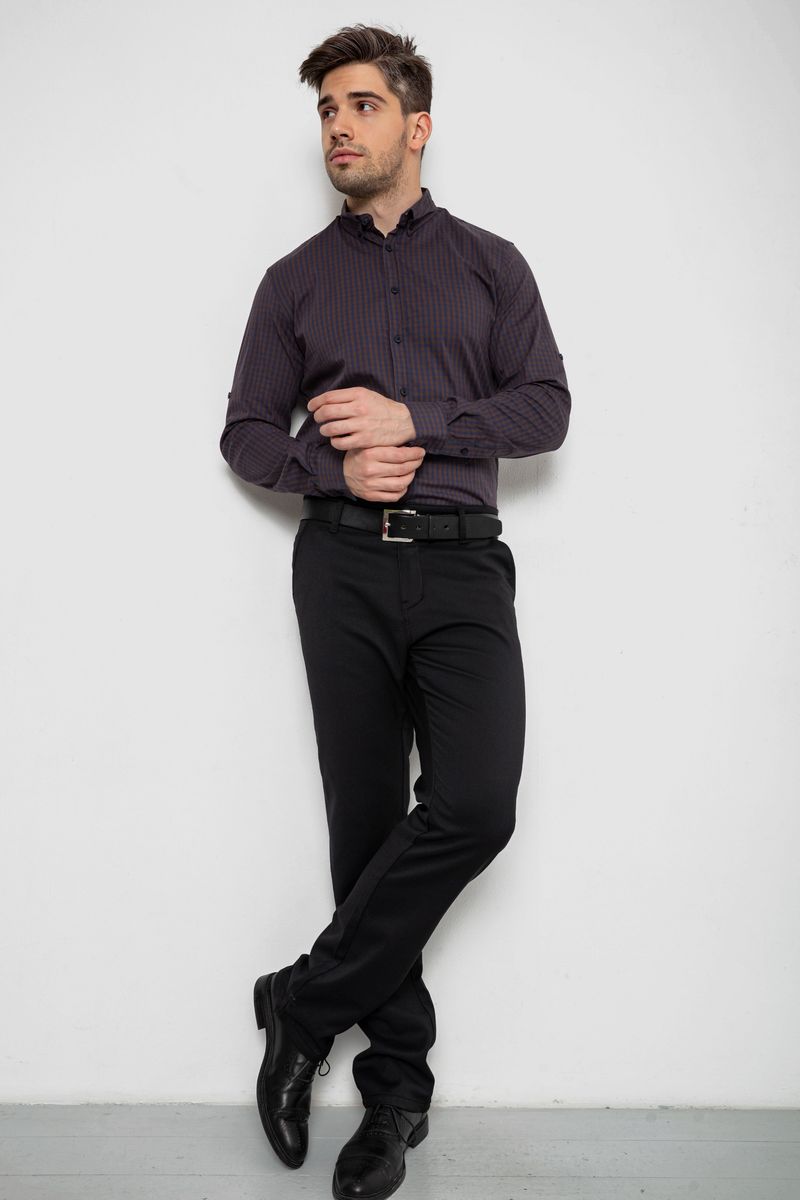 Сорочка чоловіча з довгим рукавом, колір коричневий, 214R840